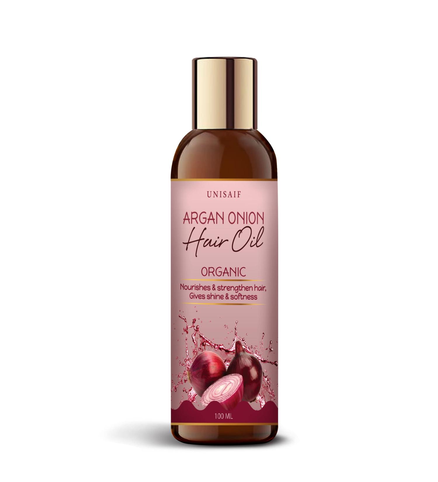Argan Onion Hair Care Oil - Organic & Chemical Free Hair Oil for Dry Damaged Hair Growth | Nourishes Strengthens & Adds Shine (100 ml - Buy Online on GoSupps.com