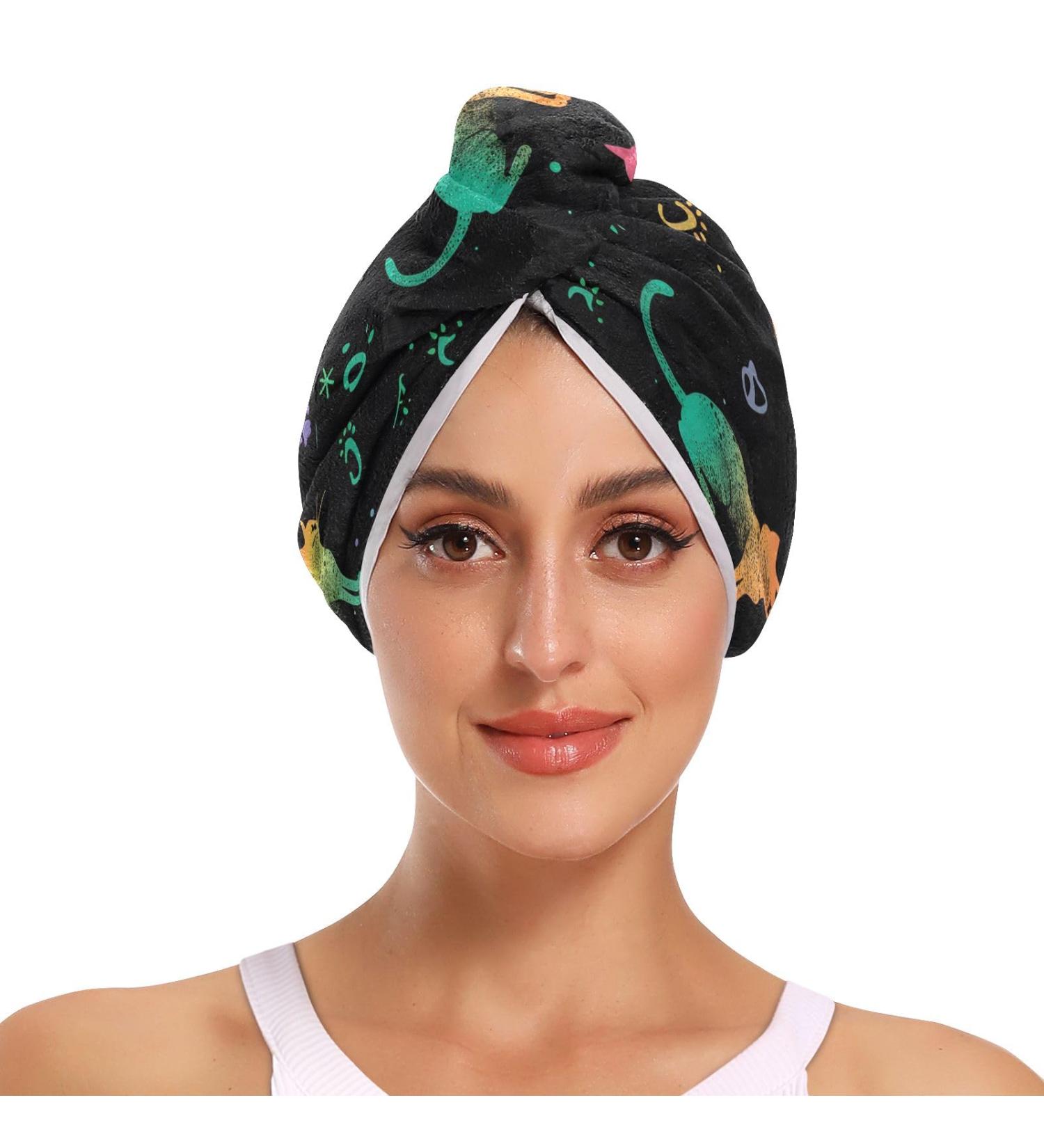 Rainbow Cats Hair Towel 2 Pack - Super Absorbent Quick Dry Hair Turbans for Women & Girls | Cute & Functional Hair Drying Solution - Buy Online on GoSupps.com
