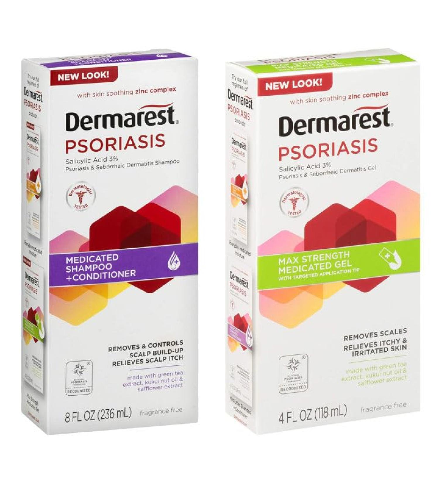 Dermarest Psoriasis Medicated Shampoo + Conditioner 8 oz + Medicated Treatment Gel 4 oz - Buy Online on GoSupps.com