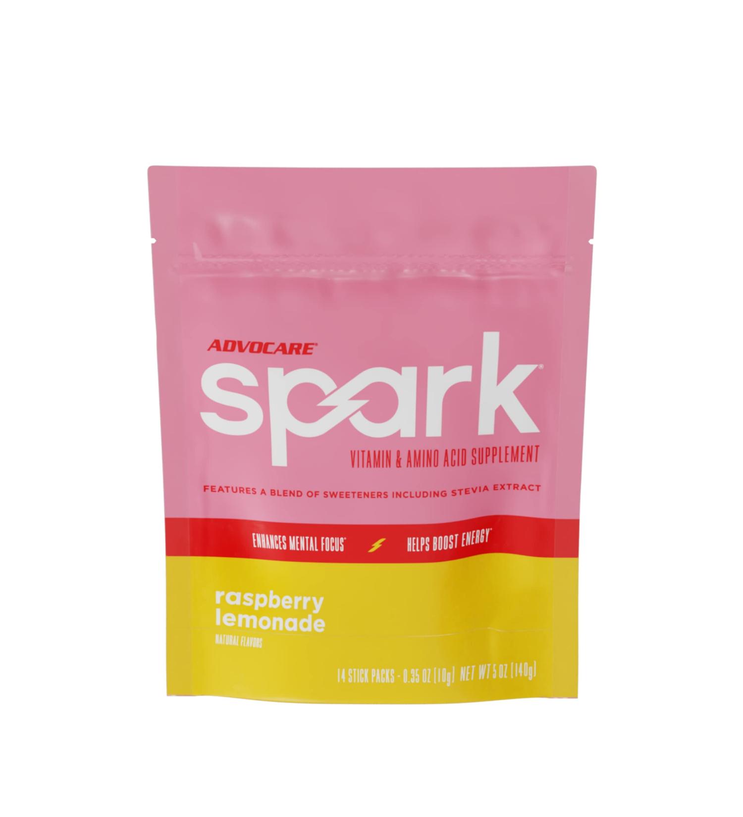 AdvoCare Spark Sugar-Free Energy Drink Powder - Raspberry Lemonade | Vitamin & Amino Acid Supplement | 14 Stick Packs - Buy Online on GoSupps.com