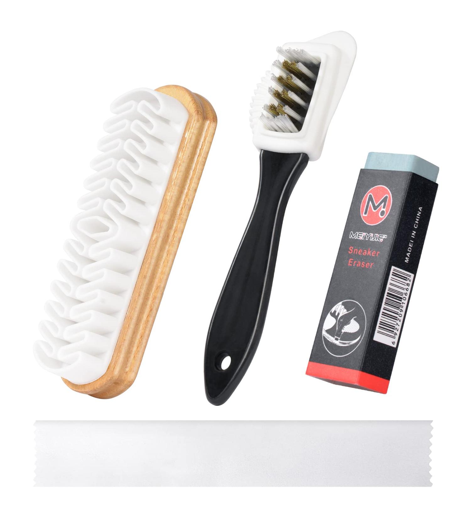 Flintronic 4-Sided Shoe Cleaner Set with Brass Bristles for Suede & Nubuck - Decontamination Cleaning Tools with Eraser and Cloth - Buy Online on GoSupps.com