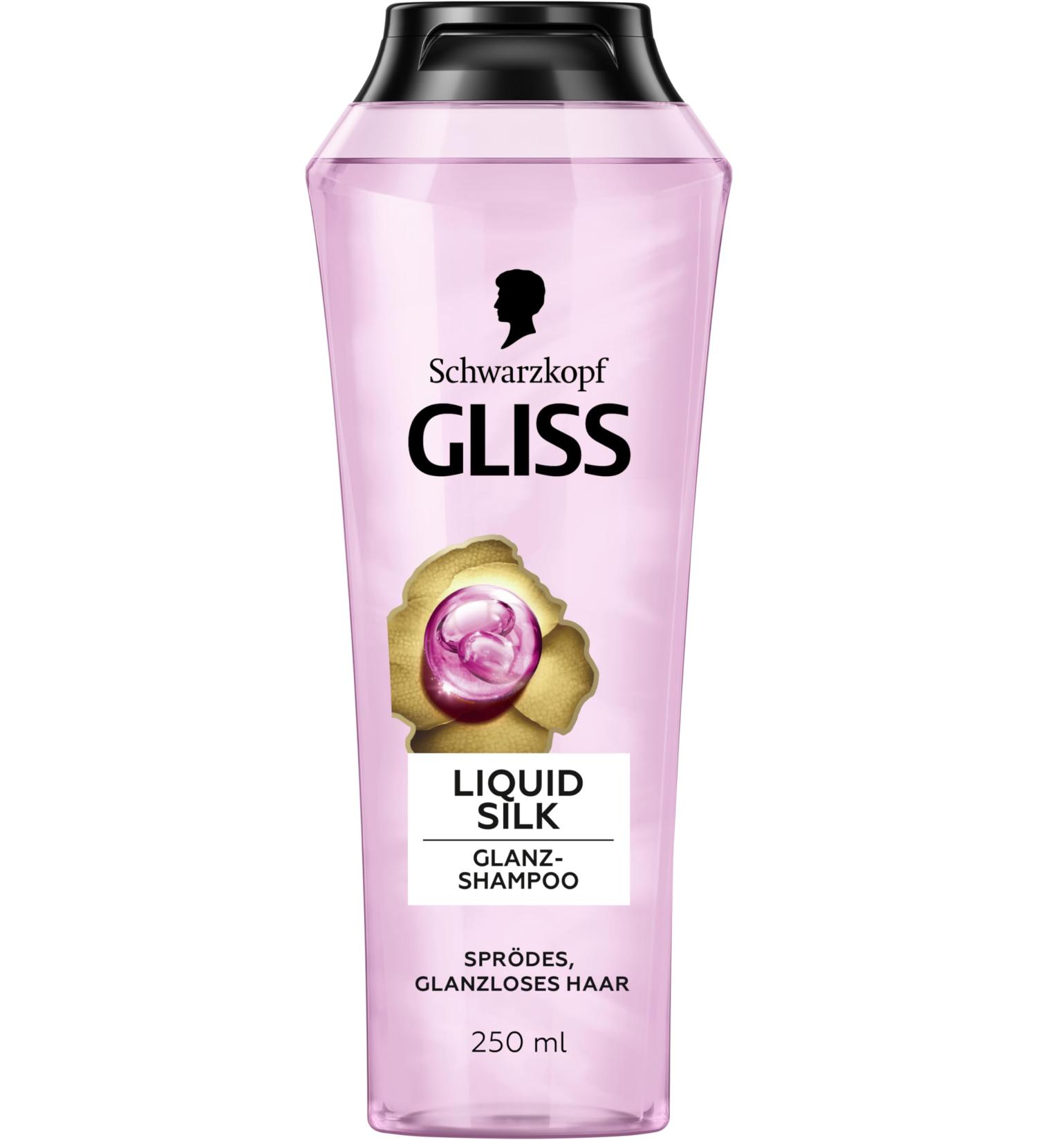 Gliss Liquid Silk Shampoo (250 ml) with ceramides and silk shiny shampoo for brittle and dull hair smoothes the hair surface - Buy Online on GoSupps.com