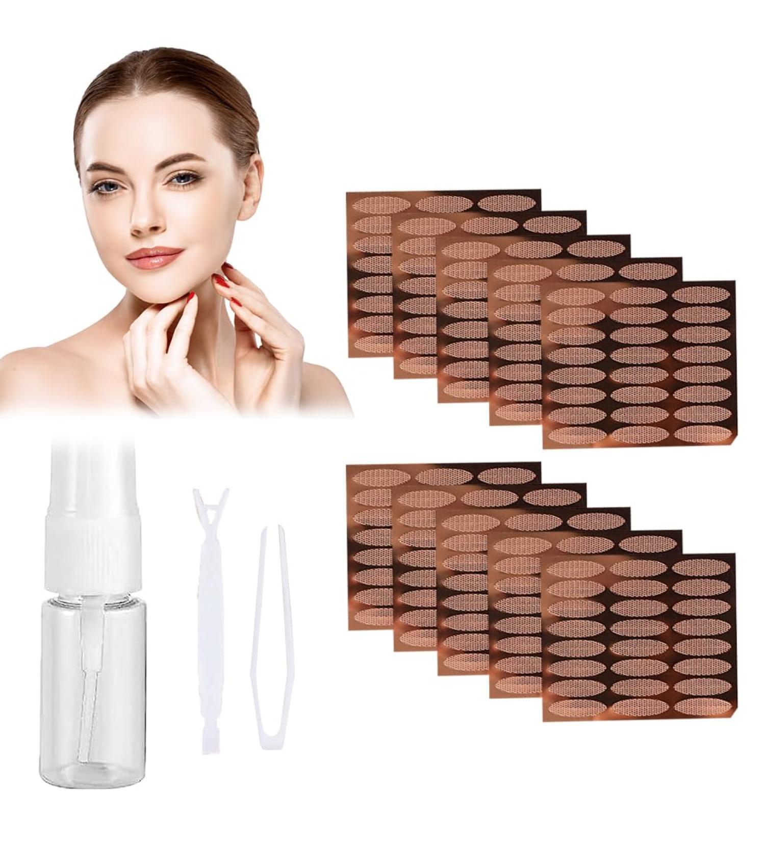 480 Pcs Double-Sided Eyelid Tapes & Slide Stripes - Invisible Eyelash Solution for Hooded Eyes | Includes Tweezers & Storage Bottles - Buy Online on GoSupps.com
