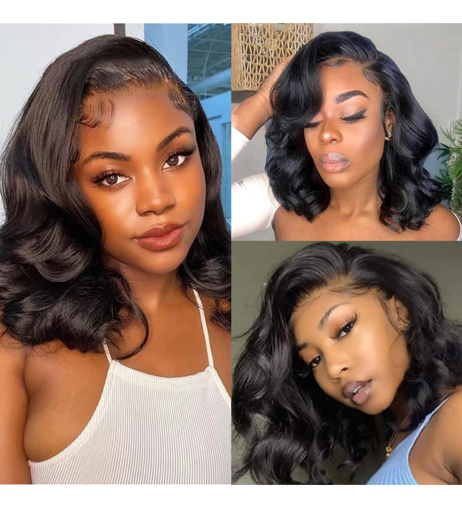 Glueless Short Bob Human Hair Lace Front Wig 10In | HD Lace Frontal, Pre Plucked, 180% Density | Brazilian Virgin Hair, Natural Color | Body Wave, Side Part, Baby Hair | for Black Women - Buy Online on GoSupps.com