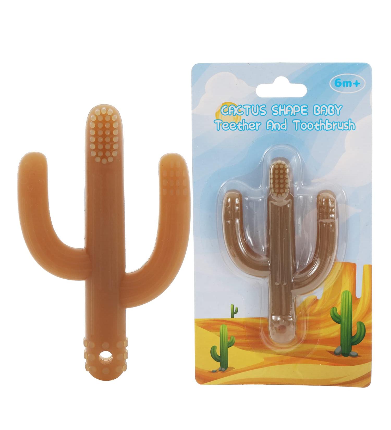 Cactus Baby Teething Toy Toothbrush | Self-Soothing Pain Relief Silicone Teether for Babies, Toddlers & Infants | BPA-Free Organic Teething Toy | 6+ Months - Buy Online on GoSupps.com