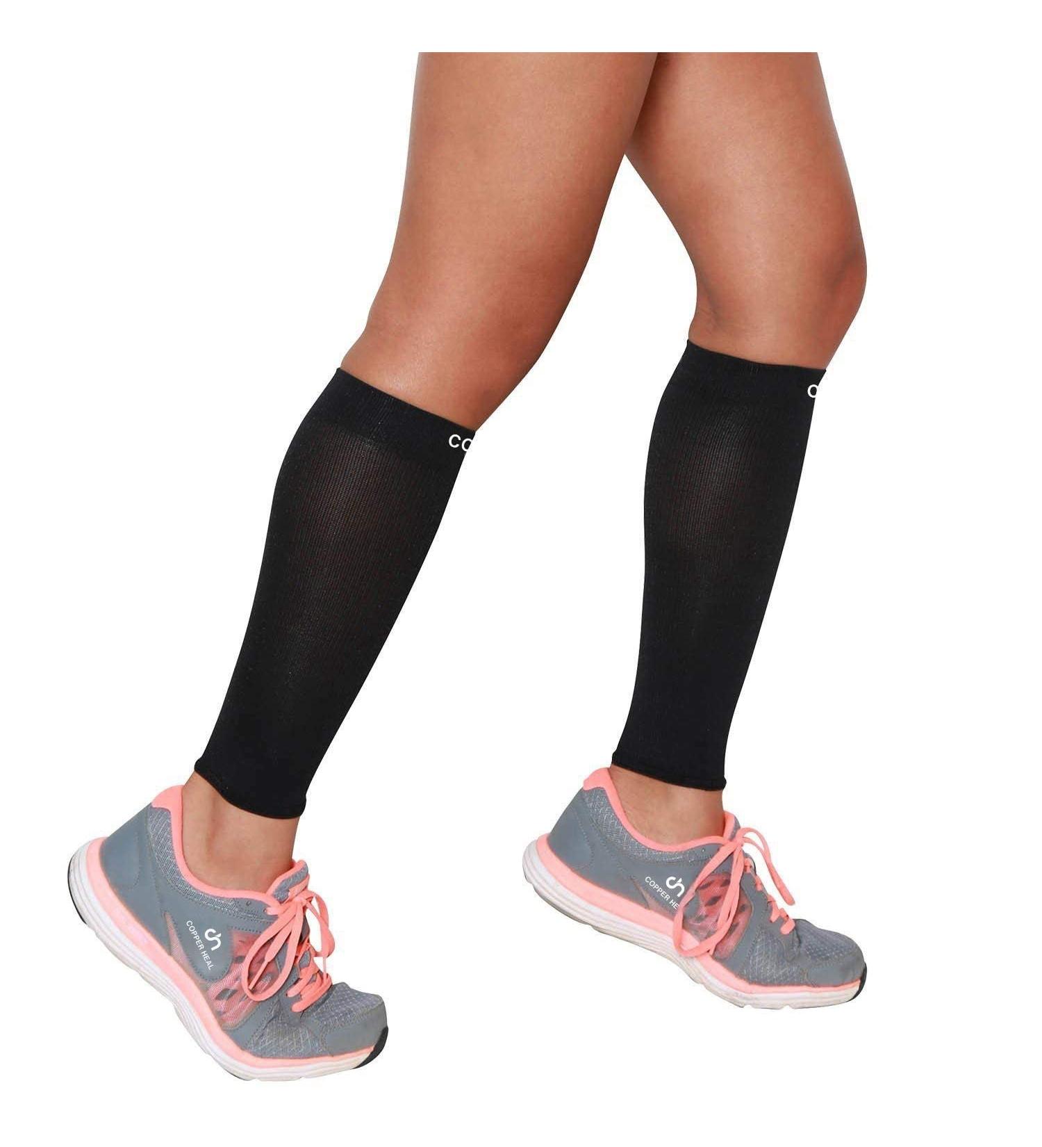 COPPER HEAL Calf Compression Sleeves - 1 Pair for Muscle Strains | International Shipping Available - Buy Online on GoSupps.com