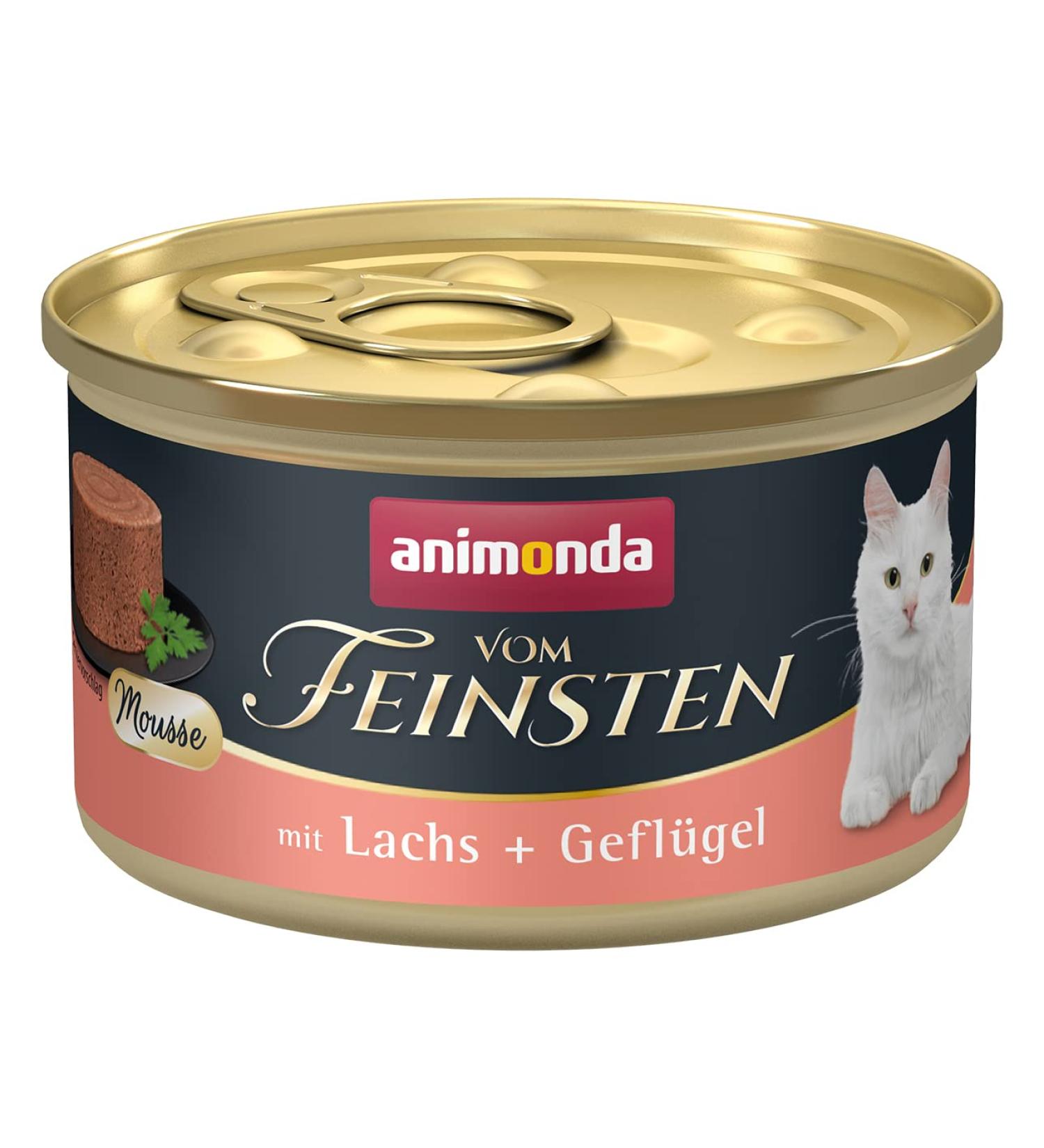 Animonda of the finest mousse cat food wet cat native feed for adult cats sugar -free with salmon + poultry 12 x 85 salmon 85 g (12 pack)