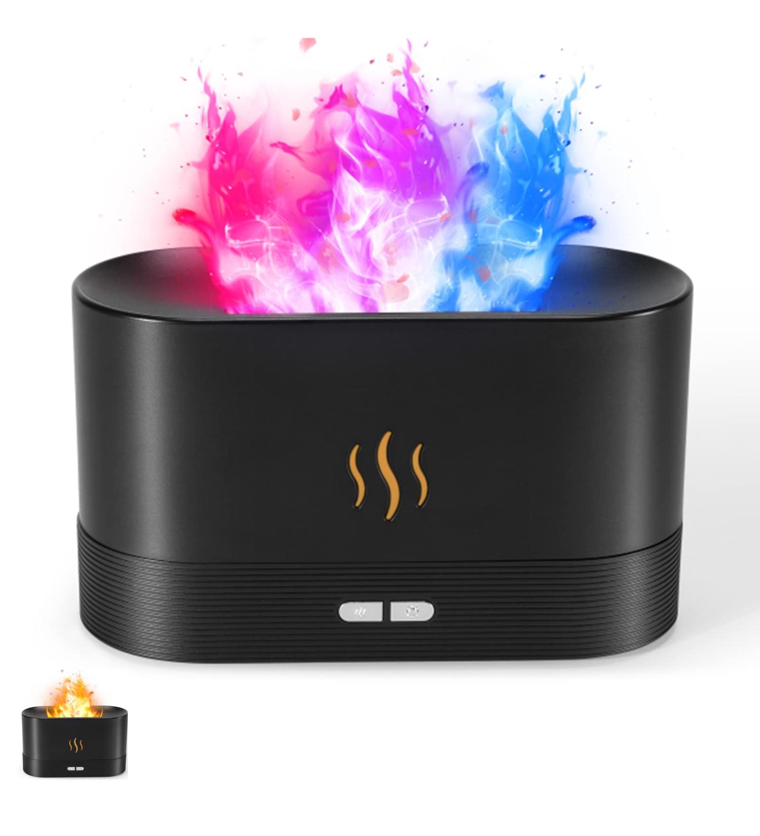 Colorful Flame Air Aroma Diffuser Humidifier | Upgraded 7 Flame Colors | Noiseless Essential Oil Diffuser for Home Office Yoga | Auto-Off Protection | 180ml (8Hours Black) - Buy Online on GoSupps.com