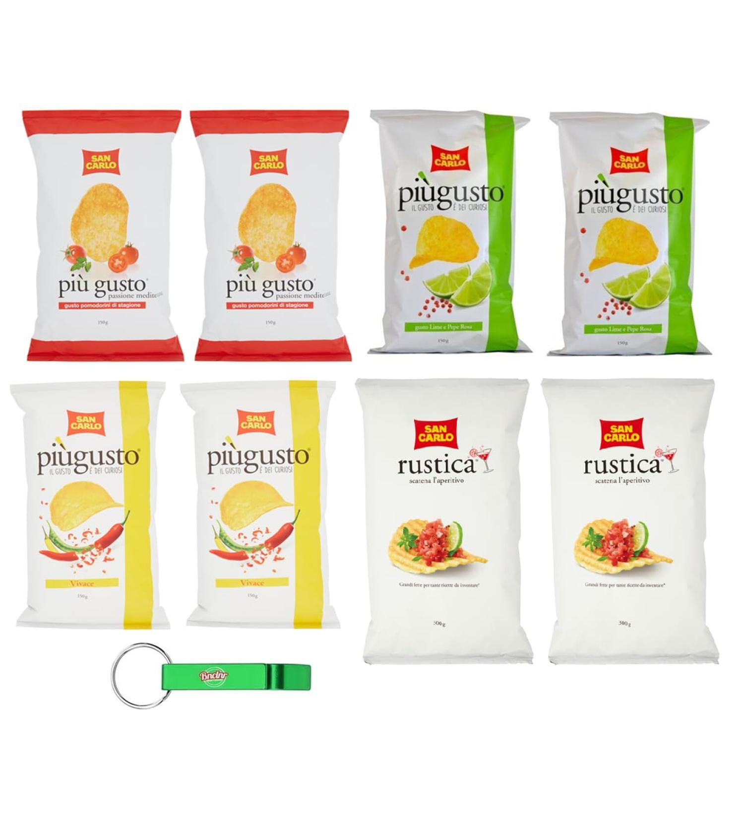 Beni Culinari Lot de 8 paquets de test pour patatine paprika citron vert et poivre rose tomates cerises chips de pommes de terre 6 x 150 g 2 sachets de 300 g porte-cl s gratuit - Buy Online on GoSupps.com