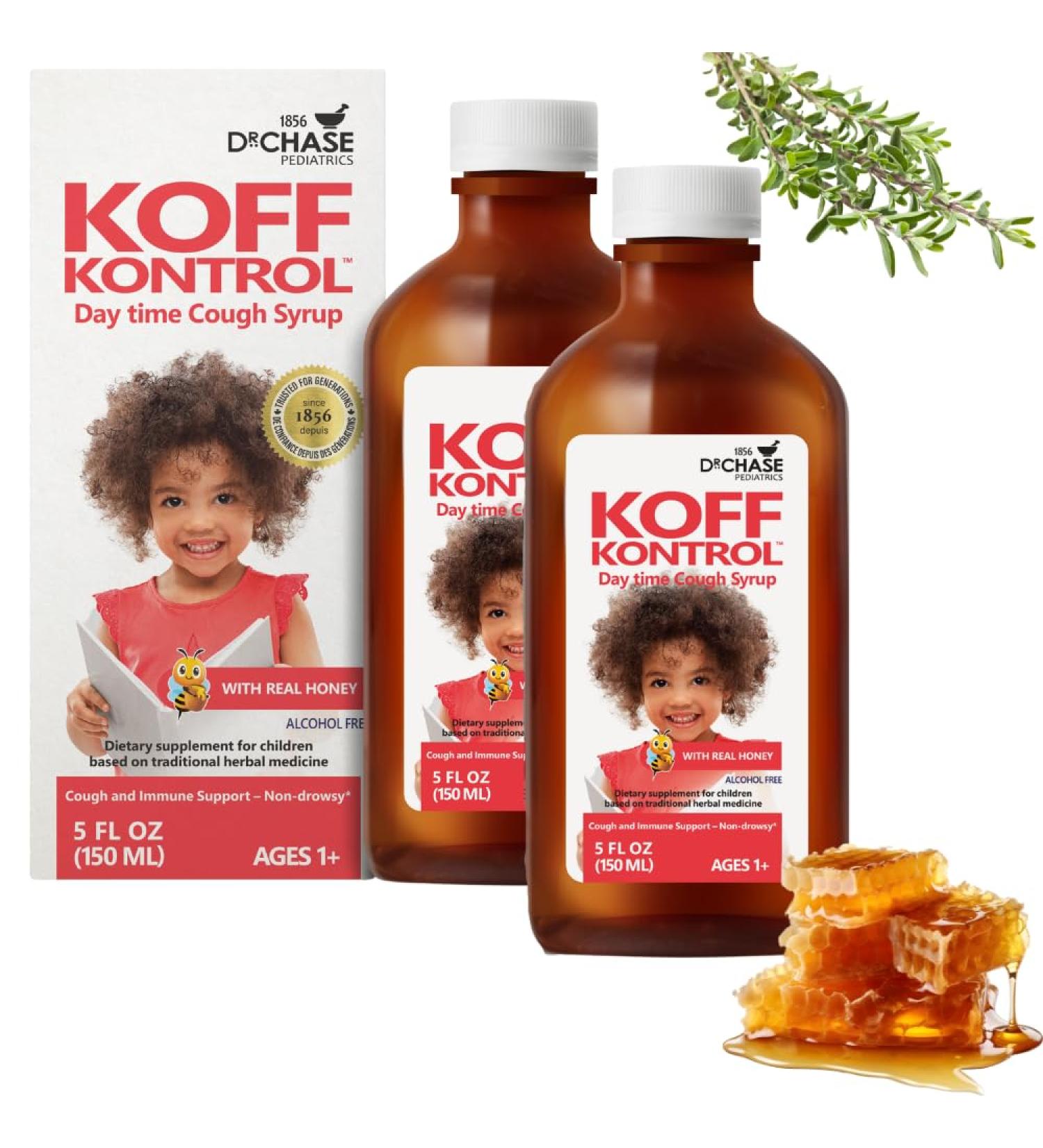 Dr. Chase Koff Kontrol Daytime Kids Cough Syrup, Natural Toddler Cough Syrup, Made with Herbal Ingredients - Ages 1+, 2 x 5.07 OZ - Buy Online on GoSupps.com