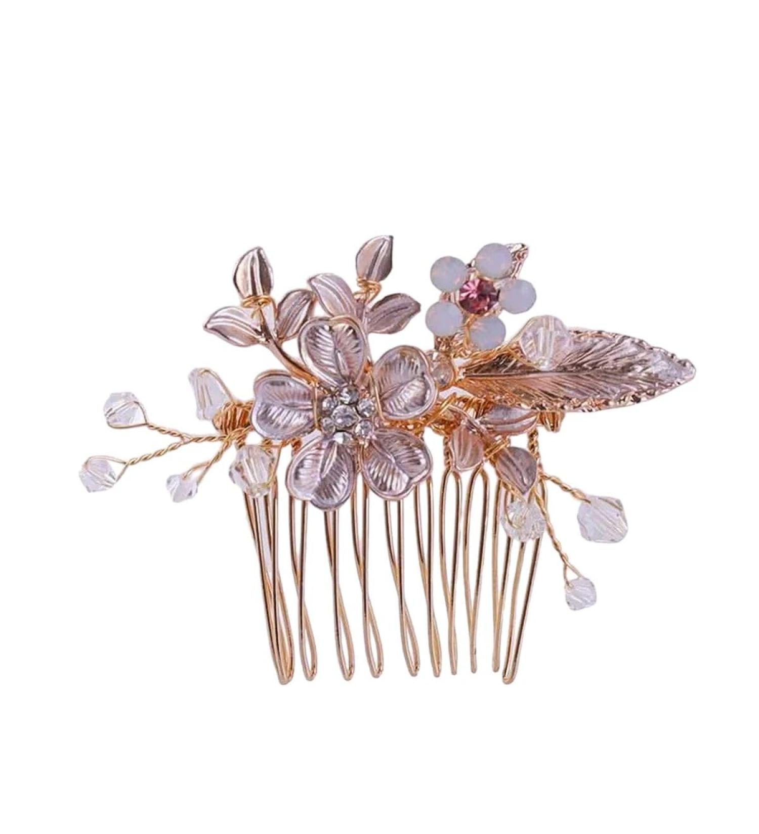 New 2025 Wedding Hair Accessories Flower Hair Clips Hairpin Crystal Headdress For Women Faux Pearl Barrettes Hair Combs Hair Decor Jewelry Fashion Accessories Creative Gift - Buy Online on GoSupps.com