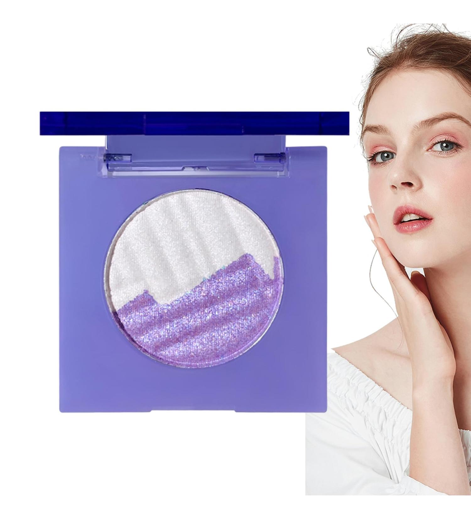 Highlighter Eyeshadow - Portable Powder Eyeshadow Makeup Palette | Portable 2-Color Long-Lasting Highlighting Delicate Powder for Eyes & Eyelids Hersil S10 - Buy Online on GoSupps.com