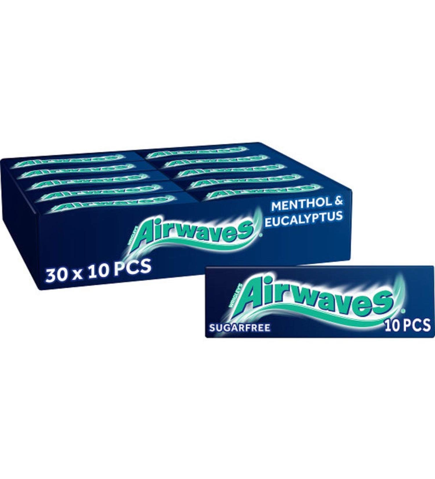Airwaves Extreme Sugarfree Chewing Gum - Menthol Freshness 30x10 Piece Packs (420g) - Single Menthol & Eucalyptus Flavored Gum - Buy Online on GoSupps.com