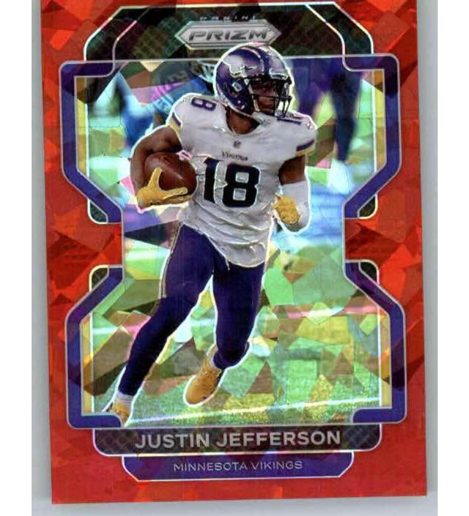 2021 Panini Prizm Prizm Red Ice #125 Justin Jefferson Minnesota Vikings NFL Football Trading Card