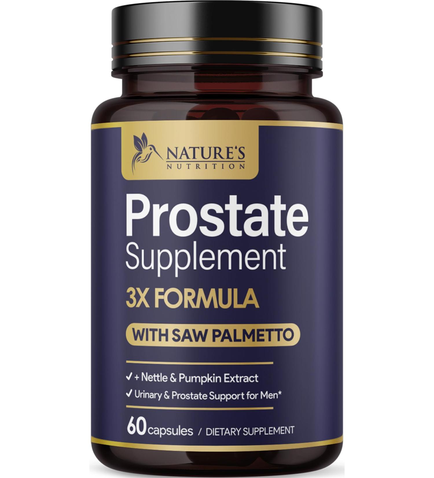 Prostate Health Supplements for Men 1000mg - 3X Strength with Saw Palmetto Blend Stinging Nettle Root & Pumpkin Seed Support Complex - Supports Bathroom Trips Prostate & Urinary Health - 60 Capsules 60 Count (Pack of 1) - Buy Online on GoSupps.com