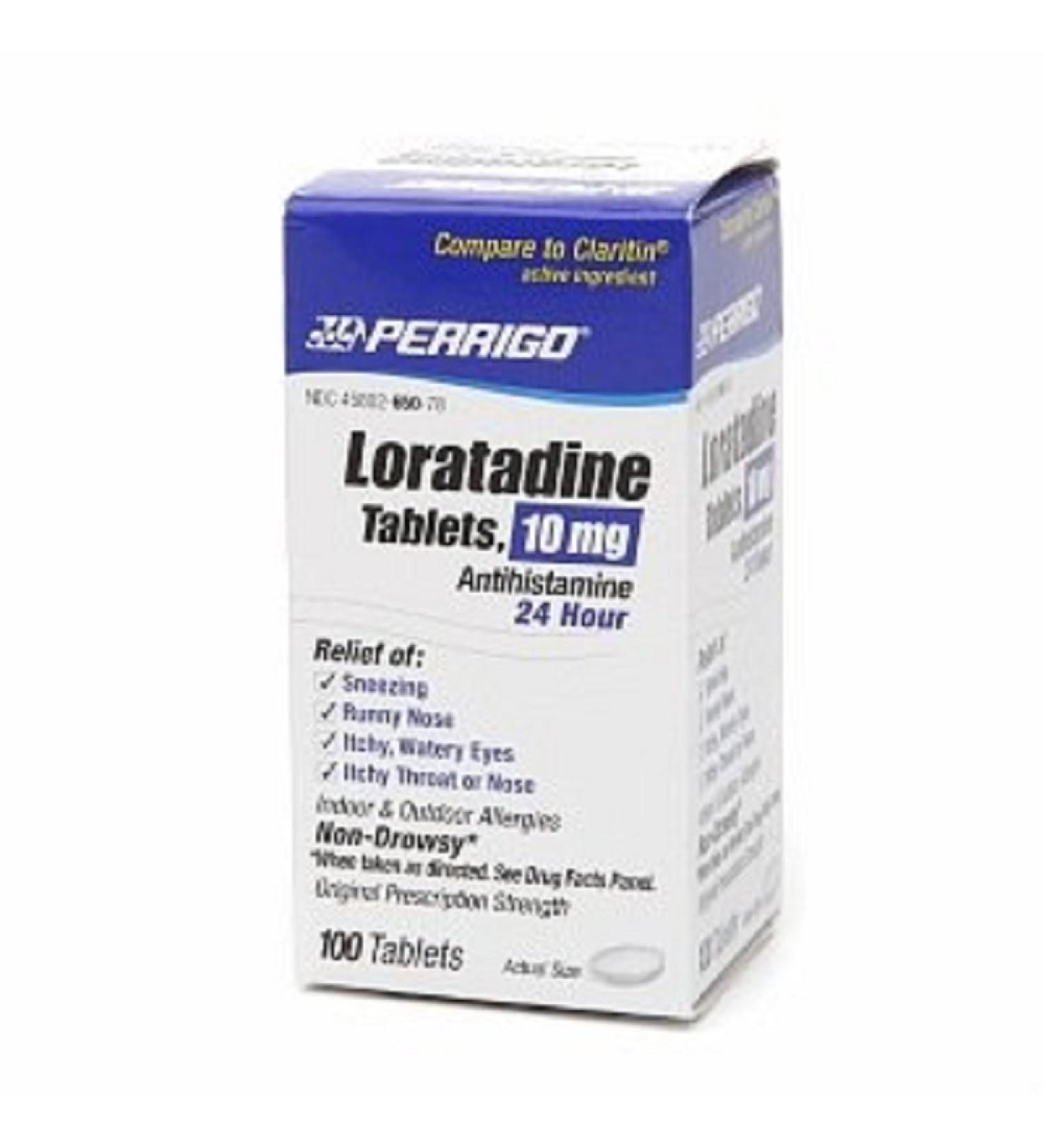 Perrigo 24 Hour Allergy Relief Loratadine 10mg 100 Tablets per Bottle (6 Bottles)