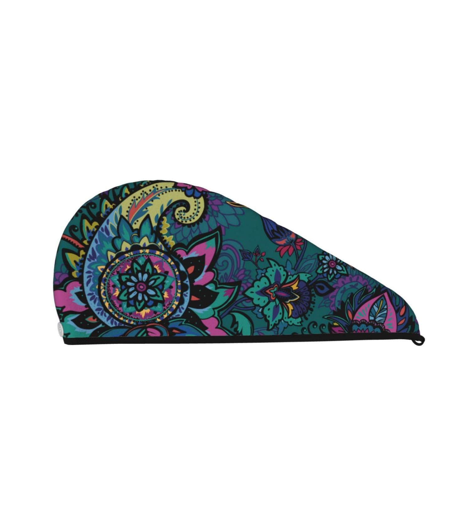 Super Absorbent Oriental Paisley Microfiber Hair Towel Wrap for Women | Coral Velvet Quick Dry Cap for Long Curly & Thick Hair - Buy Online on GoSupps.com