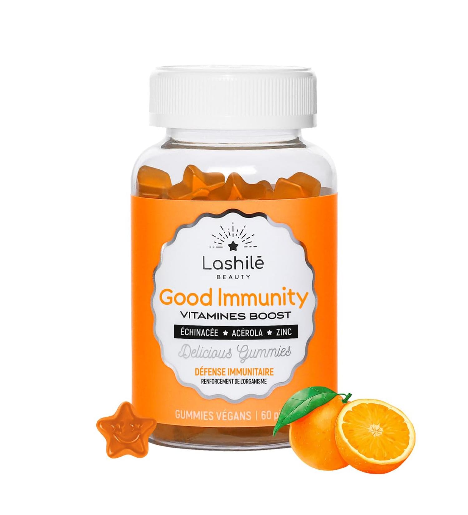 Lashil Beauty - Good Immunity - Food Supplements - Enhanced immune system - Made in France- Vitamin B9 D B12 C - 60 Gummies - Buy Online on GoSupps.com