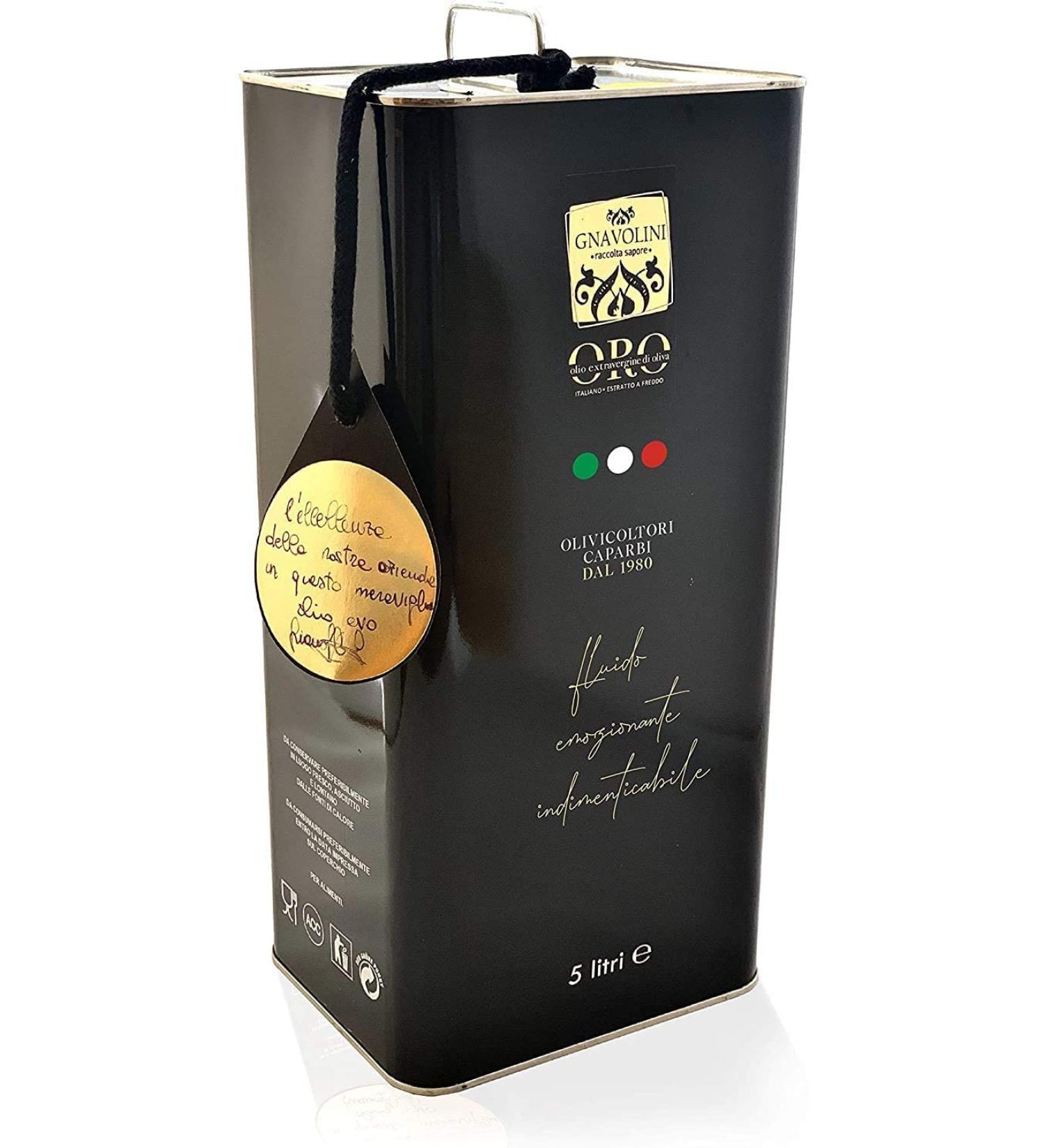 Authentic 100% Italian Extra Virgin Olive Oil 5L Canister - Gnavolini Raccolta Sapore | Cold Pressed for Culinary Excellence - Buy Online on GoSupps.com
