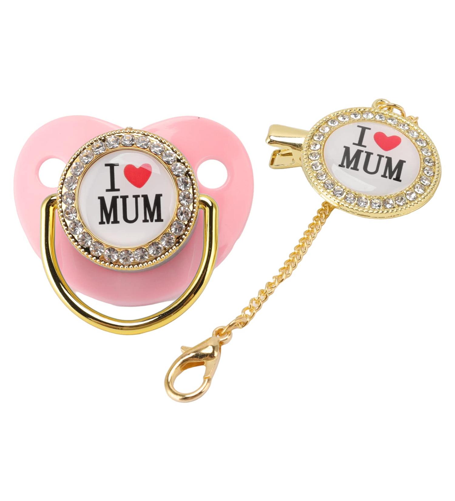 Buy BPA-Free Silicone Bling Baby Pacifier with Clips for 6-18 Months - Soft & Lightweight (Pink) | International Shipping Available - Buy Online on GoSupps.com