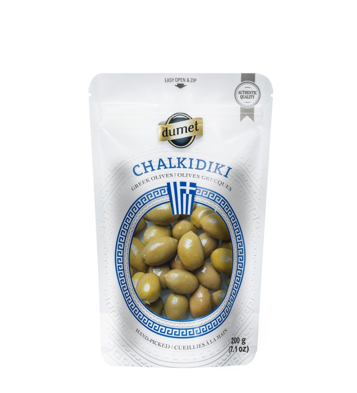 Dumet Chalkidiki Greek Green Olives with Pit 200g - Buy Online on GoSupps.com