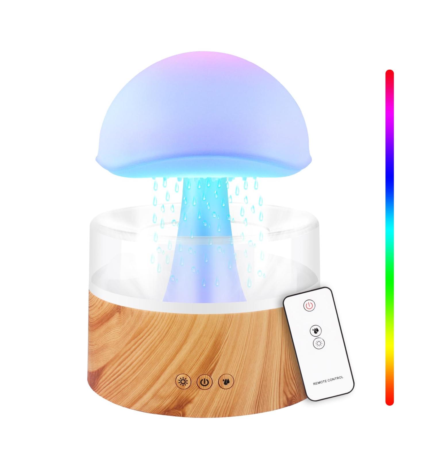 Rain Cloud Humidifier with Remote Control - GUKKK 3 in 1 Aroma Diffuser & 7 Color Night Light | 500ml for Office & Bedroom - Buy Online on GoSupps.com