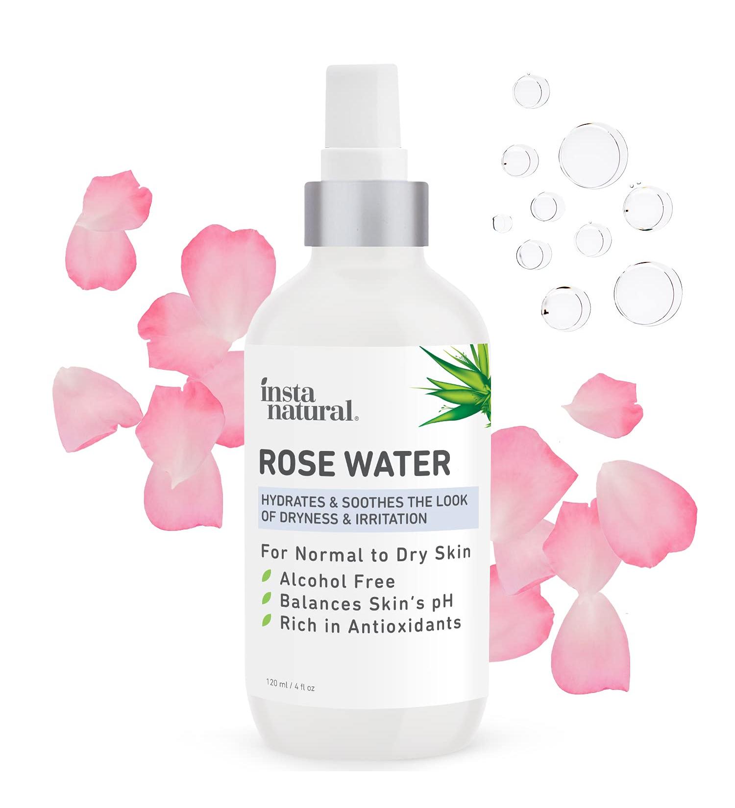 InstaNatural Organic Rose Water 4 fl oz - Alcohol-Free & Natural Skincare - Buy Online on GoSupps.com