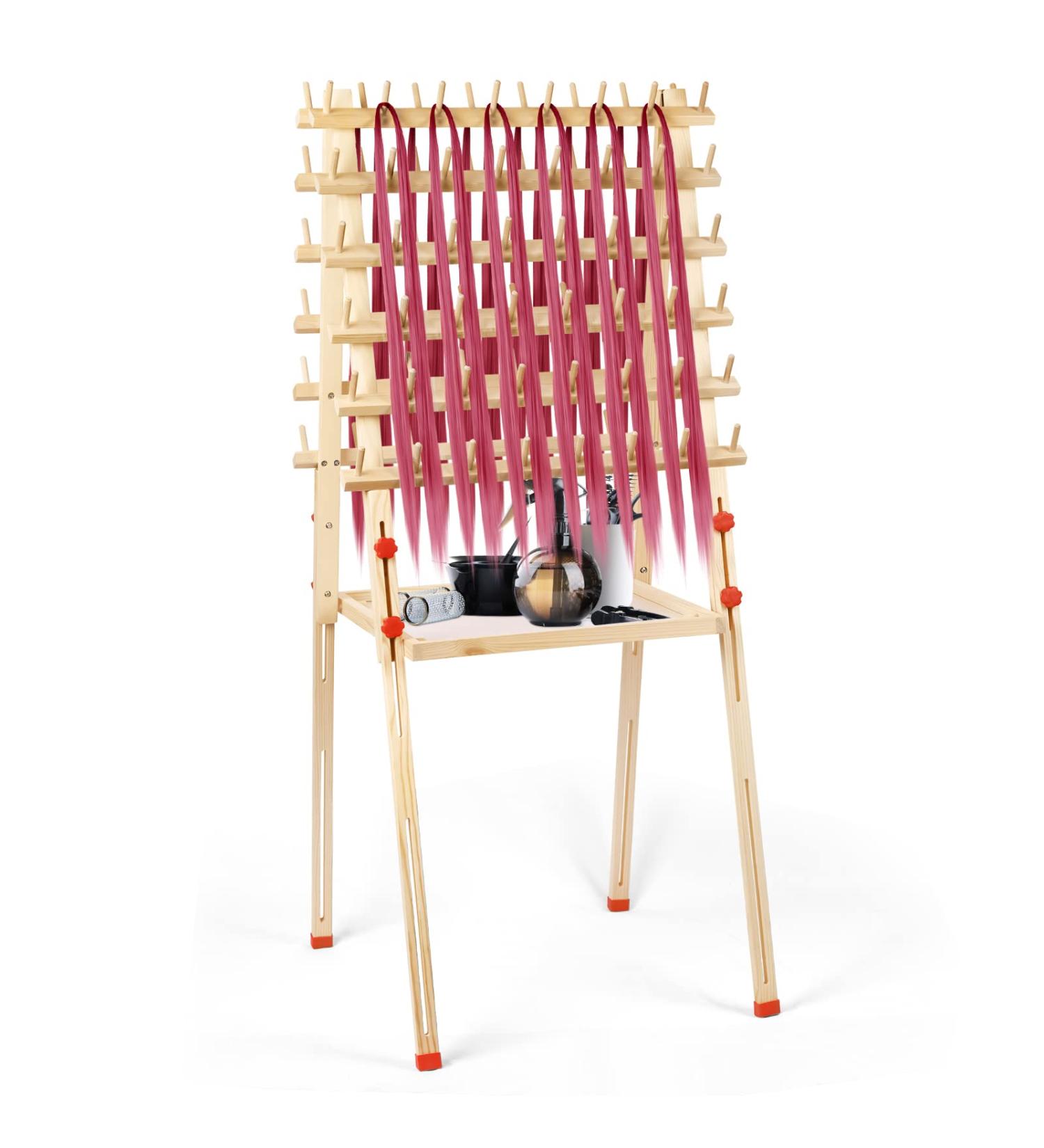 Flenpptly Wooden Braiding Hair Rack - Double Sided Hair Extension Holder with Height Adjustment - Hair Separator Stand for Braiding Hairstylists - Buy Online on GoSupps.com