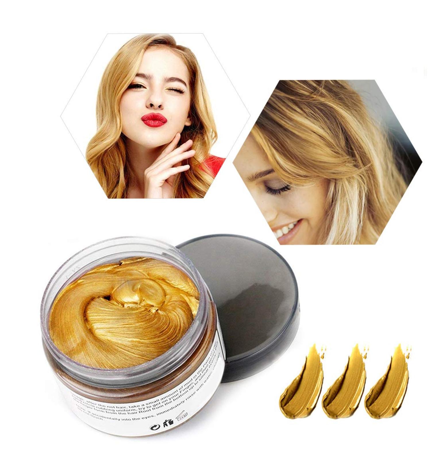  HTRUIYATY Natural colored wax for temporary hair coloring plant-based formula washable for women and men 120 g matte gold - Buy Online on GoSupps.com