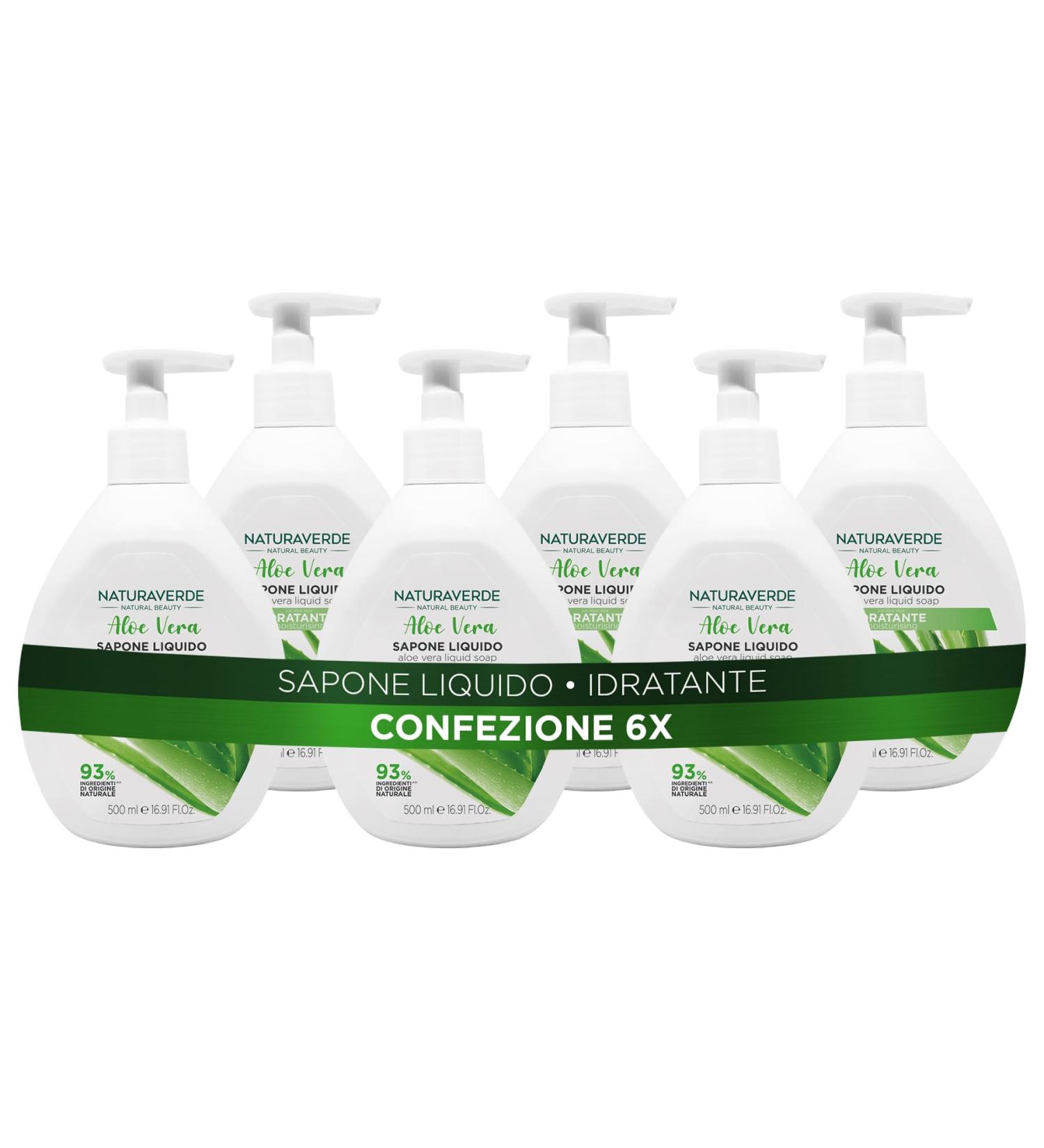  Naturaverde Naturaverde | Natural Beauty - Aloe Vera Liquid Hand Soap Moisturizing Natural Ingredients 6 x 500ml - Buy Online on GoSupps.com