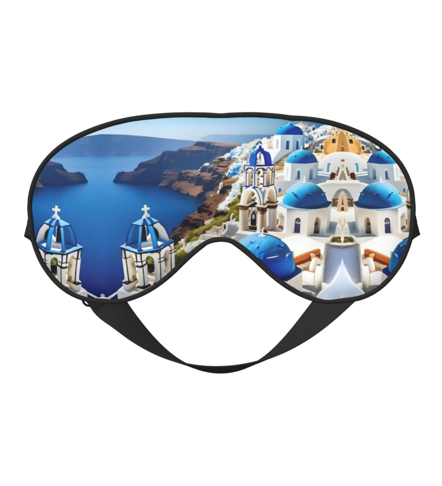 Buy Greek Island Sea View Print Unisex Sleep Mask - Double-Sided Eye Mask for Sound Sleep & Skin Care - International Shipping - Buy Online on GoSupps.com