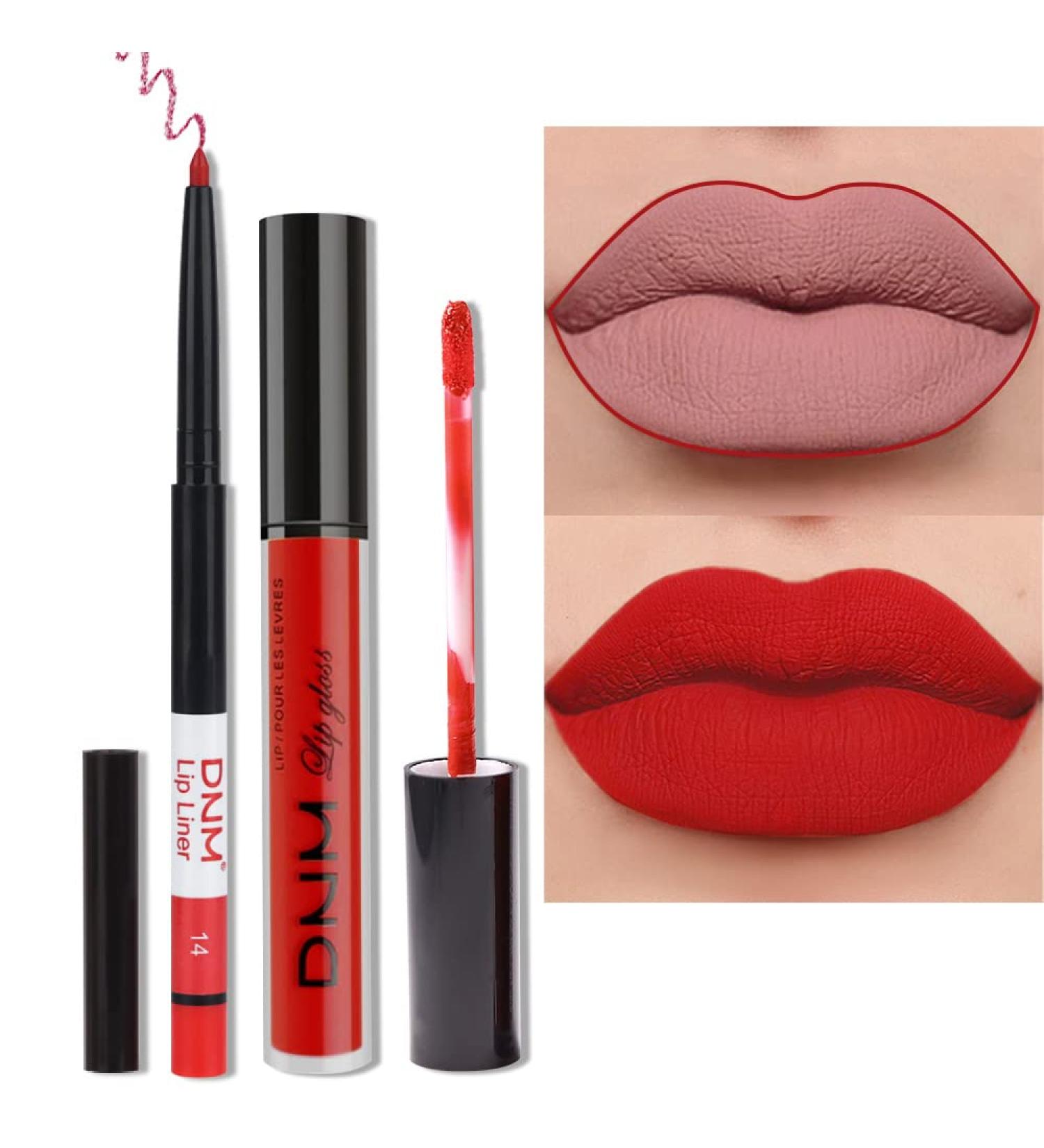 HAOYA Matte Ruby Red Lip Liner & Lipstick Set | Long-Lasting & Waterproof | 24H Matte Liquid Lipstick | Kit for Bold Lips - Buy Online on GoSupps.com