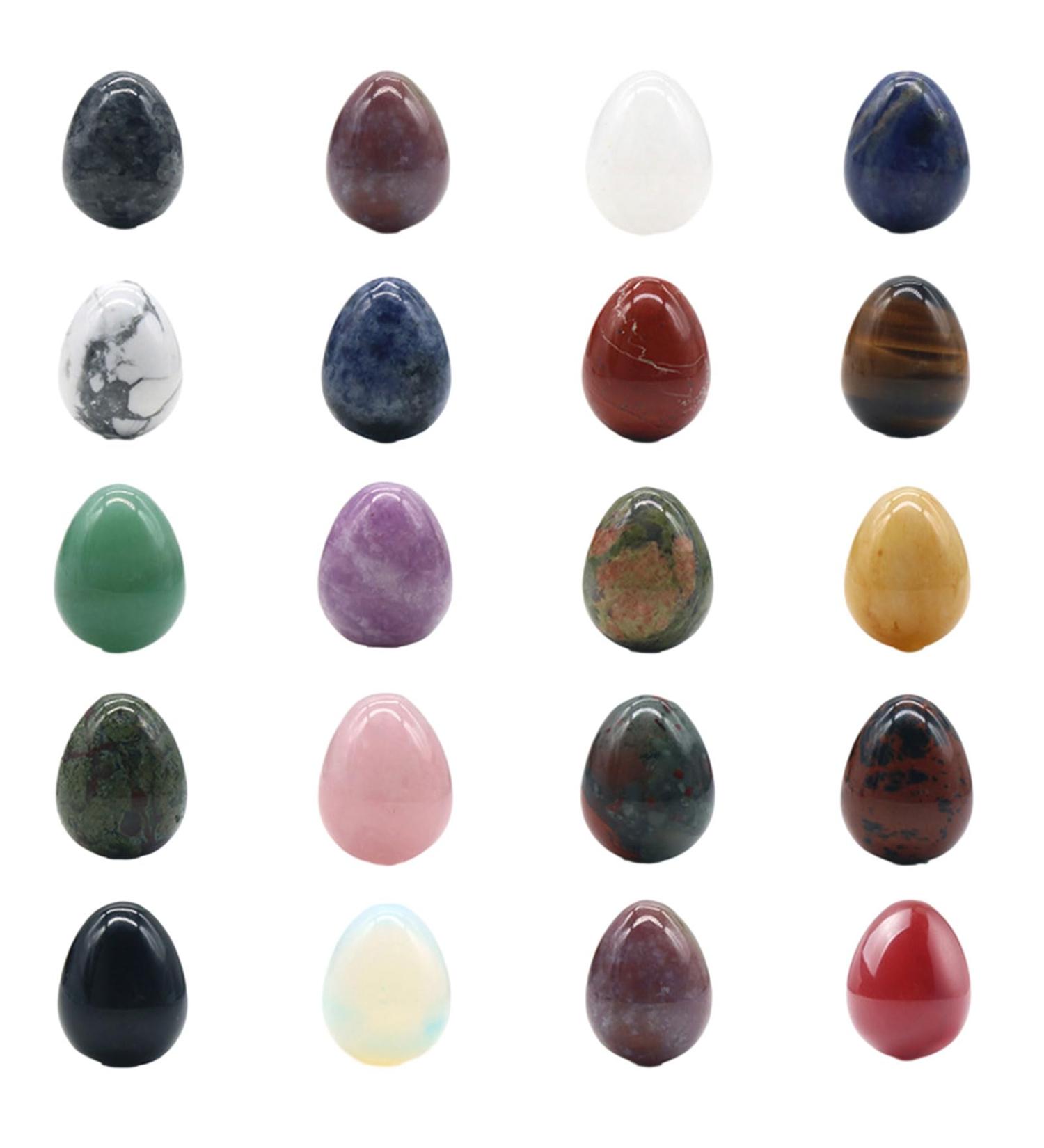 Set of 20 Mini Crystal Mix Eggs Polished Tumbled Rock for Healing and Meditation Variety Crystals Stone Easter Eggs Healing Crystals Eggs - Buy Online on GoSupps.com