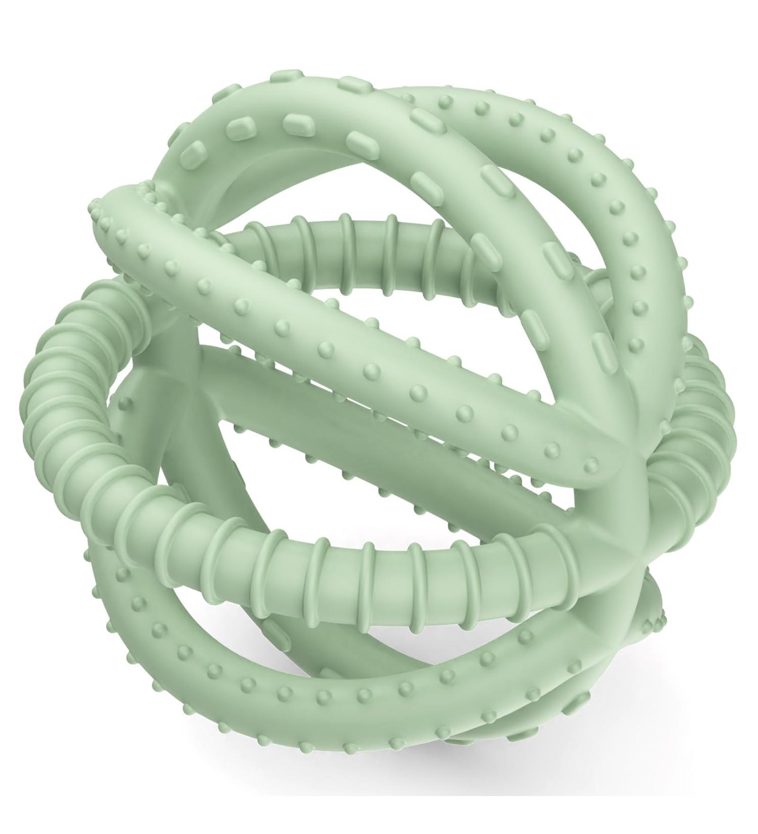 Aolso Silicone Baby Ball Bite Ring - BPA-Free Chew Toy for Infants - Safe Food-Grade Silicone Baby Toy in Green - Buy Online on GoSupps.com