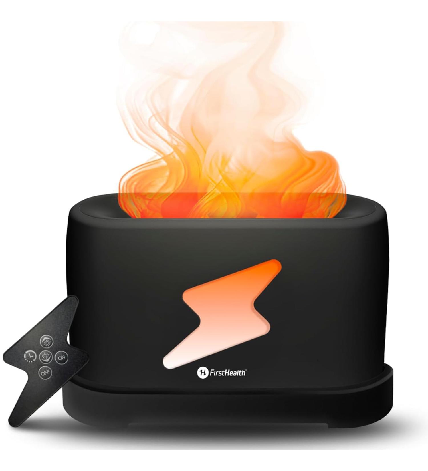 First Health Virtual Flame Diffuser - Aromatherapy & Humidifier with Timer Remote Control & 3 Lighting Modes - Ideal Essential Oil Diffuser for Home - Buy Online on GoSupps.com