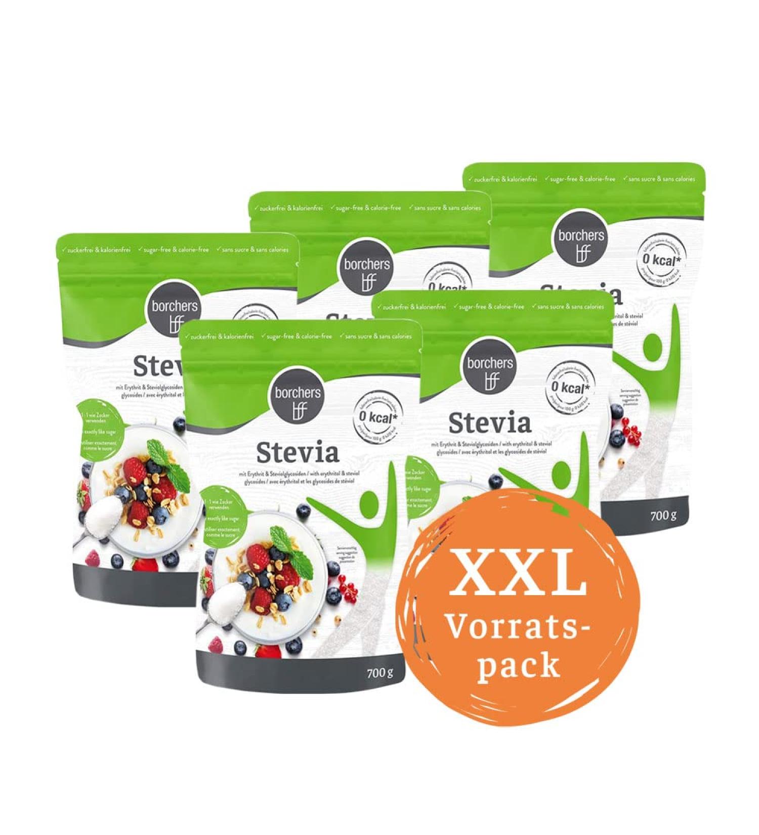 Buy 5x Borchers Stevia Crystalline Sweetener | 700g Value Pack | Low-Calorie Sugar Substitute - Buy Online on GoSupps.com
