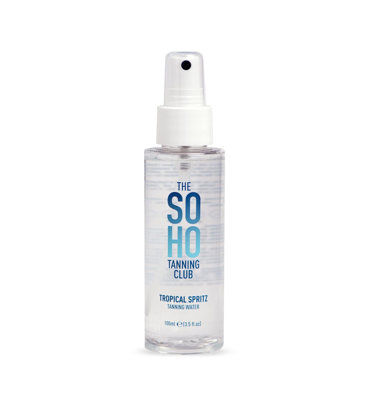 The Soho Tanning Club Tanning Water 100ml | Tropical Spritz Scented Tanning Water Mist | Hydrating Tanning Mist Water Spray | Hyaluronic Acid Tanning Spray | 100% Vegan & Cruelty Free - Buy Online on GoSupps.com