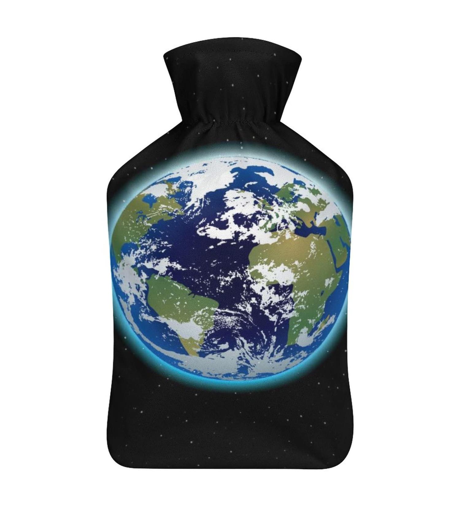 Earth Hot Water Bottle with Plush Cover - Perfect Bed Warmer for Adults & Children | 26.5x15.3cm | International Shipping Available - Buy Online on GoSupps.com