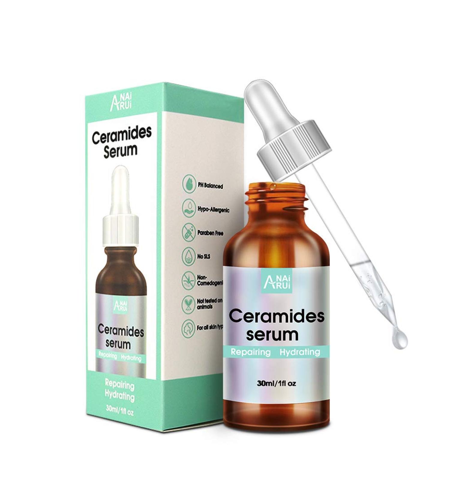 Ceramide Face Serum with Hyaluronic Acid | Wrinkle Correction, Skin Barrier Repair & Anti Aging - 1 Fl.oz - Buy Online on GoSupps.com