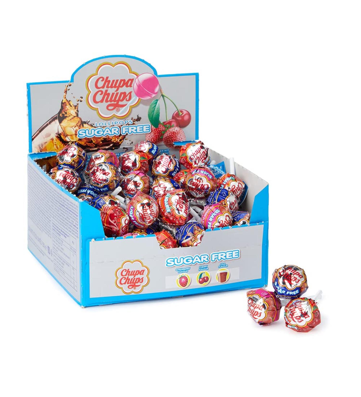 Chupa Chups Party Sweets lollipop11g - Sugar Free lollipops - Assorted flavour lollipops in 3 Flavours (25 lollipops) - Buy Online on GoSupps.com