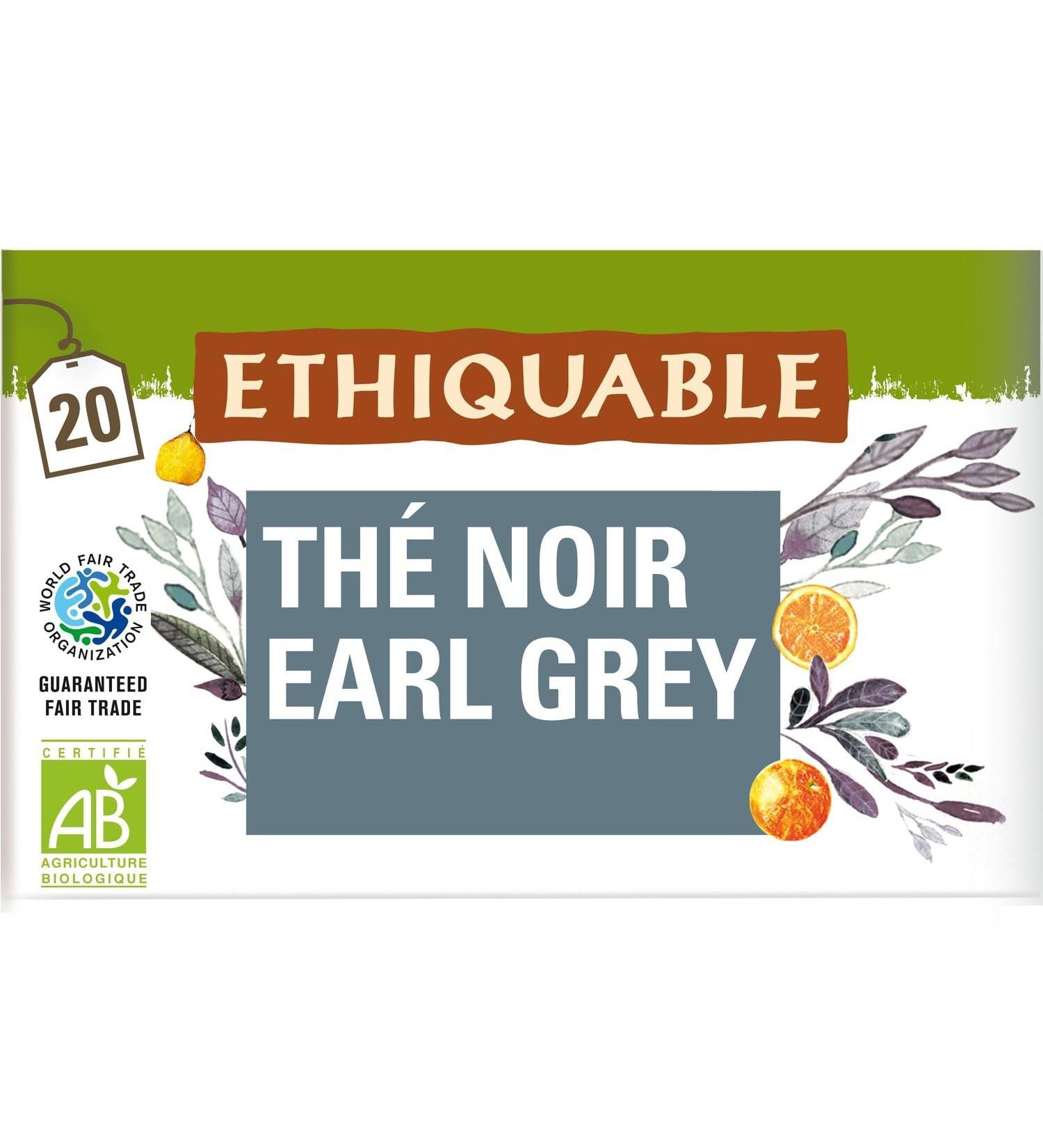 ETHIQUABLE Th Noir Earl Grey Bio Ar me Raffin de Darjeeling pour une Pause l gante (20 sachets) - Lot de 4 - vendu par Lot