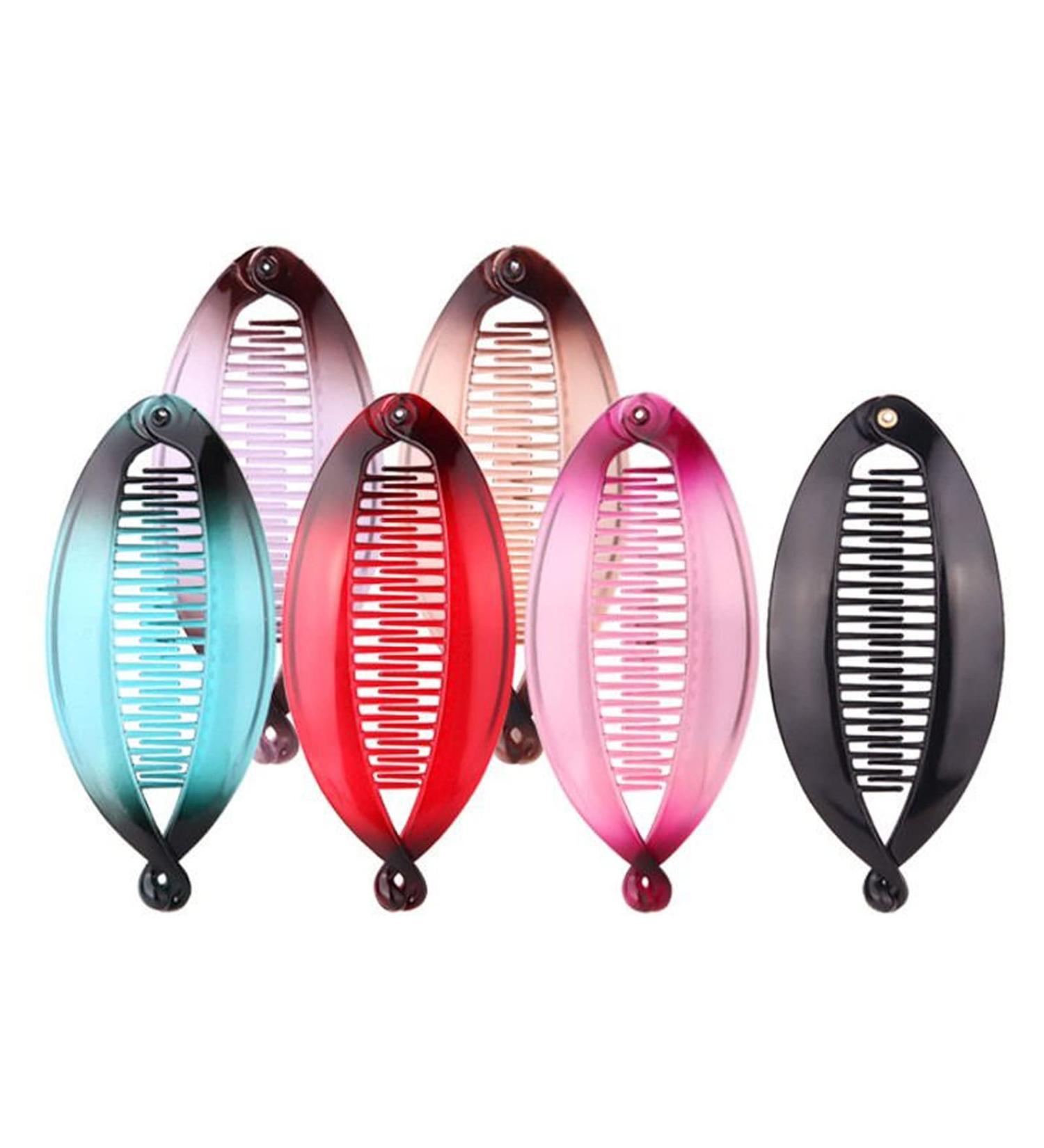Nitaiun 6-Piece Banana Clips Set - Hair Clips for Women & Girls 14 cm Fish Comb Combs Tinted Ridge Design - Buy Online on GoSupps.com