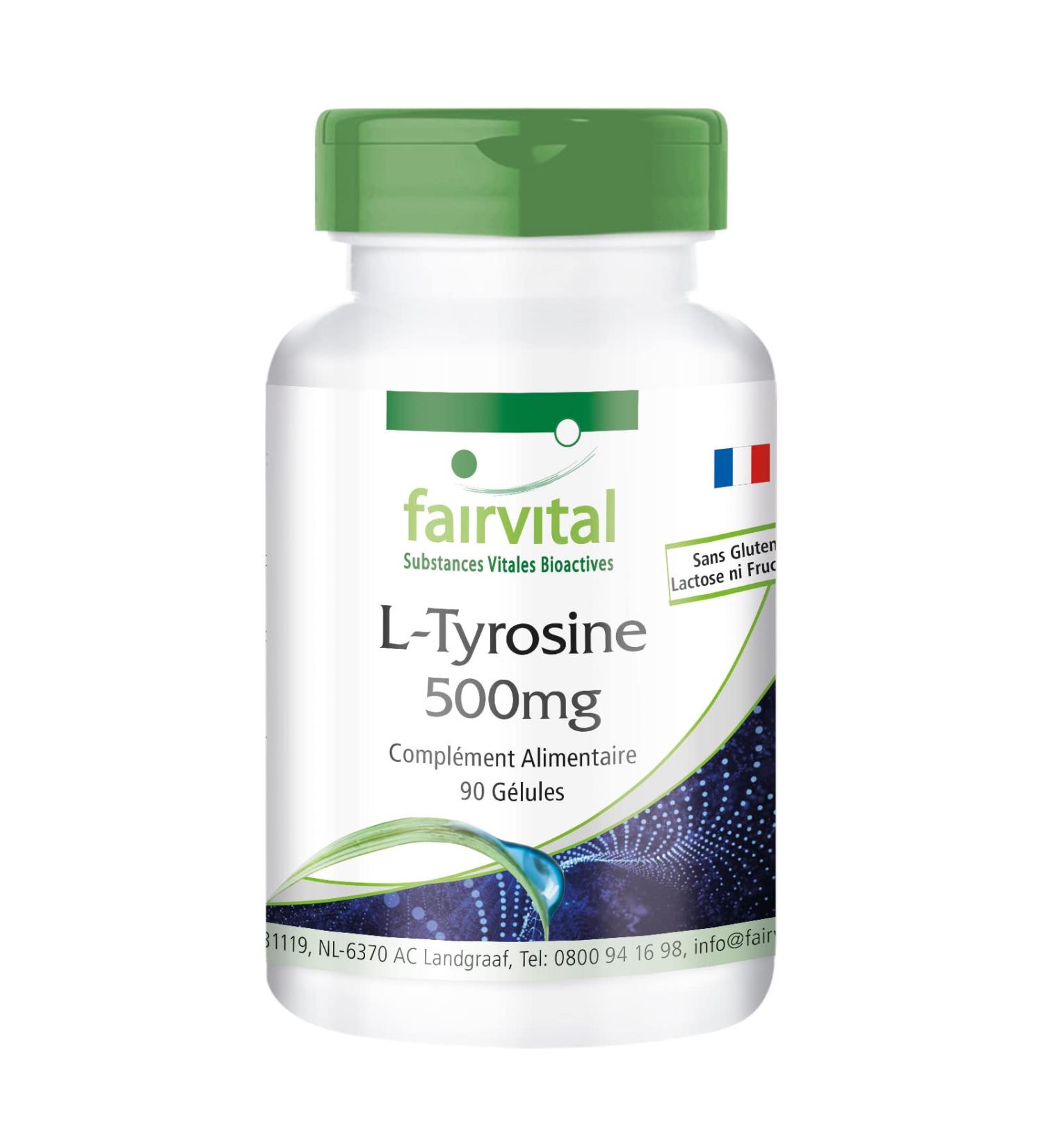 Fairvital | L-Tyrosine 500mg - High dosed - 90 capsules - amino acid - Buy Online on GoSupps.com