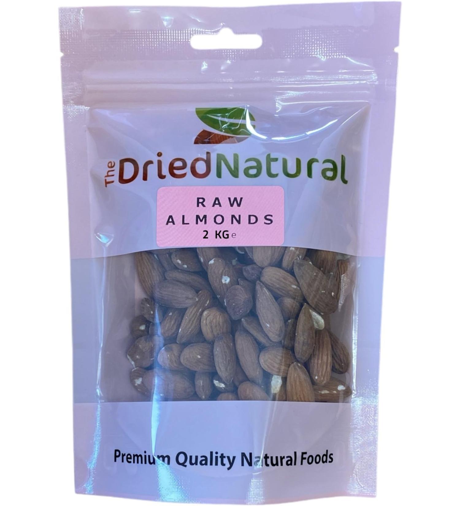 Almonds Raw Nuts Whole Vegan Nuts 150 G- 5 KG- Unsalted Premium Quality- The Dried Natural (2 KG)