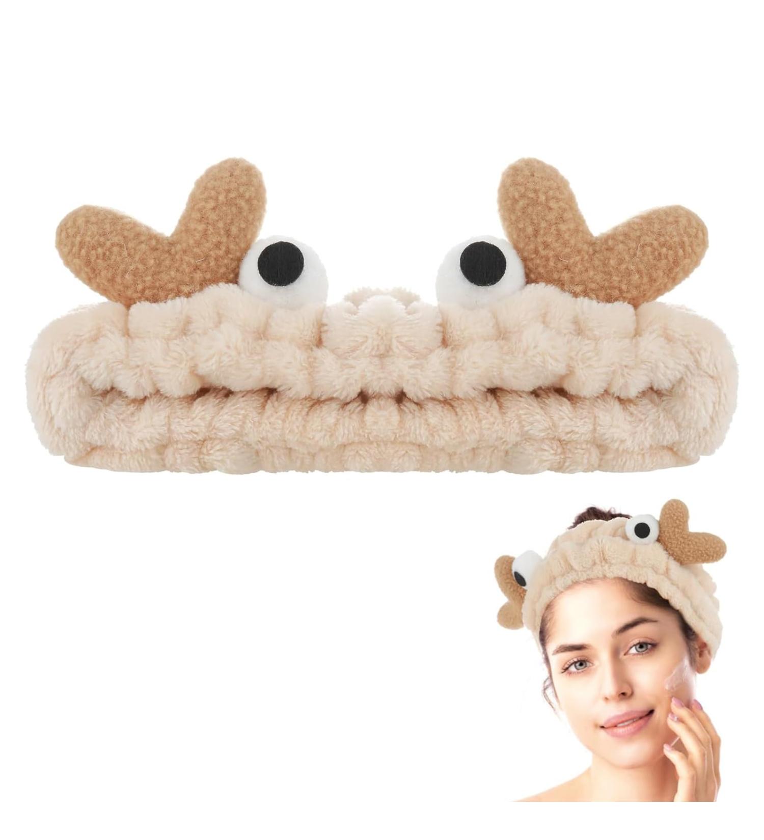 Headband for Washing Face Makeup Hairband Elastic Fluffy Spa Hair Band for Washing Face Soft Coral Fleece Crab Cartoon Creative Head band Women & Girlss' Head Band for Shower Sports - Buy Online on GoSupps.com