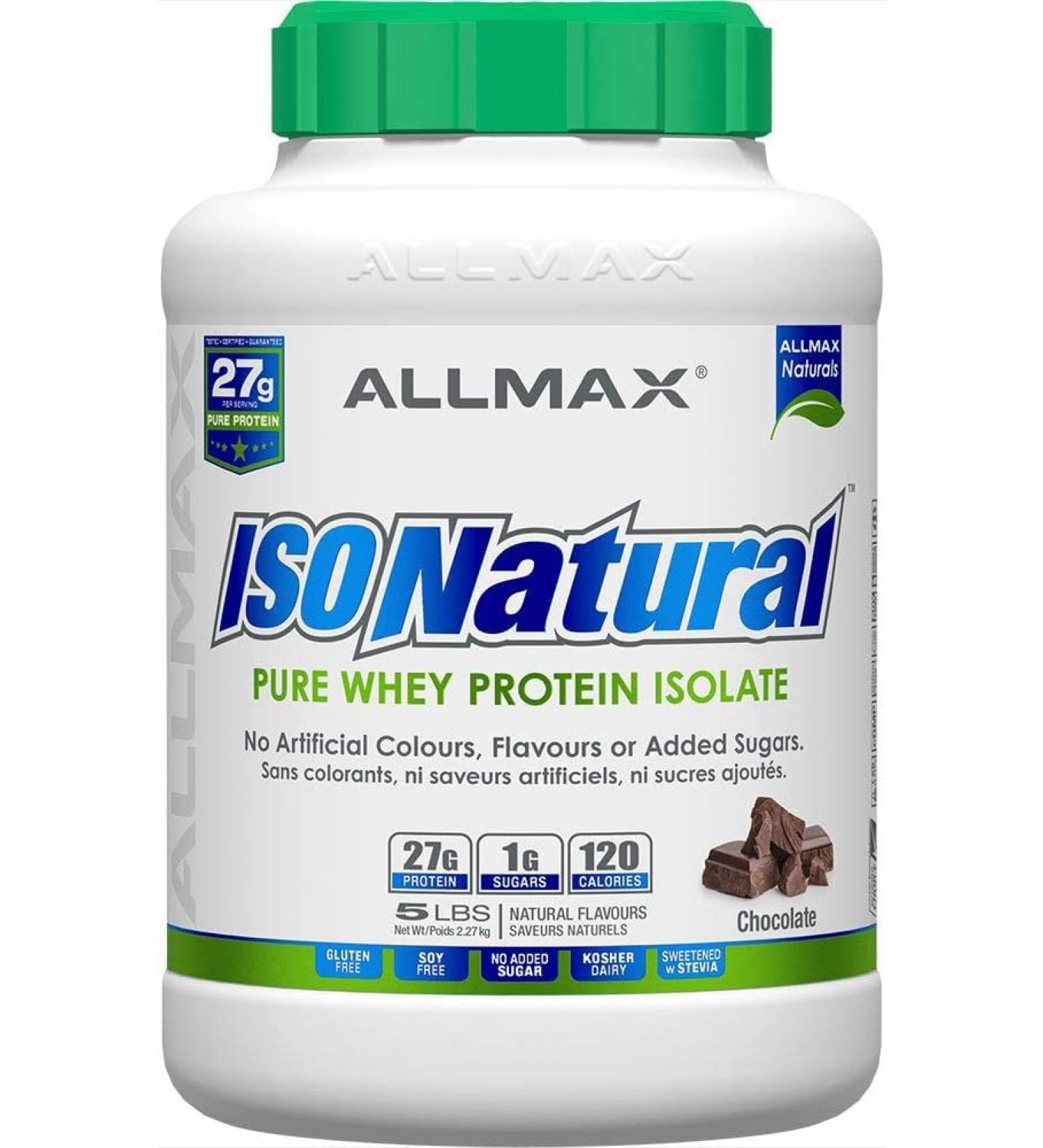 ALLMAX Naturals Nutrition - ISONATURAL - 100% Ultra-Pure Natural Whey Protein Isolate - Chocolate - 5 Pound (665553213736) - Buy Online on GoSupps.com