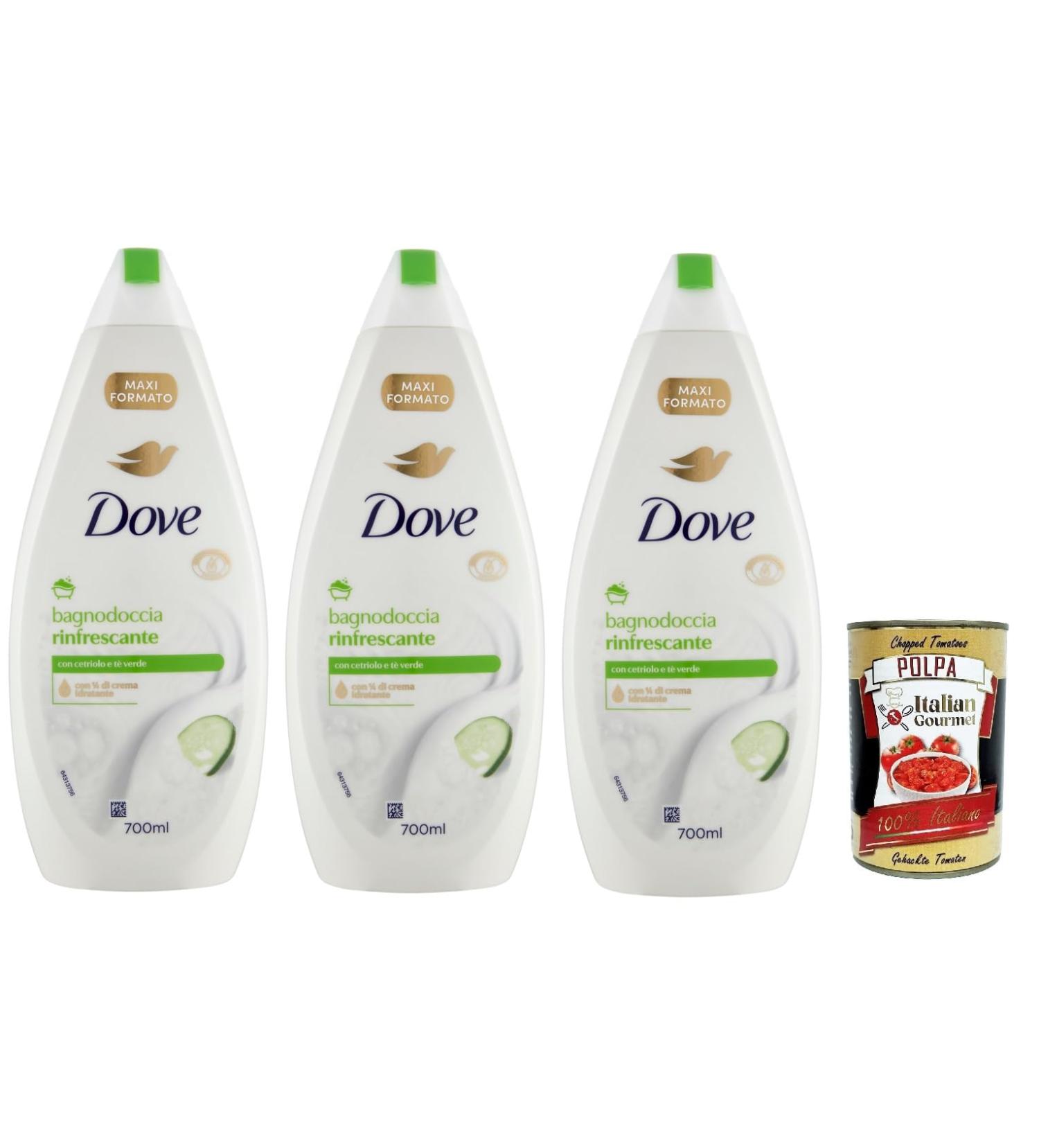  Italian Gourmet E.R. Dove Bagnodoccia Rinfrescante with Cucumbers and Green Tea Foaming Bath Foaming Baths 3 x 700 ml + Italian Gourmet Polpa 400 g - Buy Online on GoSupps.com