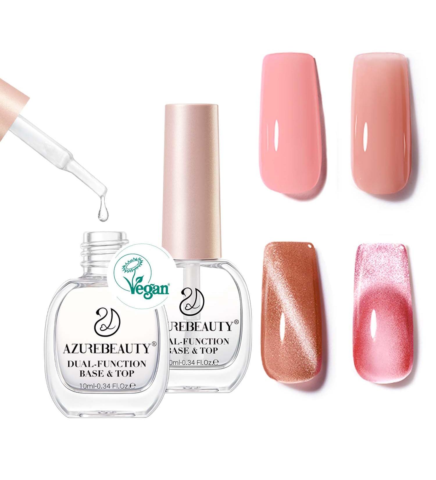 AZUREBEAUTY Clear Nail Polish Top Base Coat Set - 2 PCS High Shine Quick-Dry Vegan Low Odor No UV Needed - Perfect for DIY & Salon Use - Buy Online on GoSupps.com