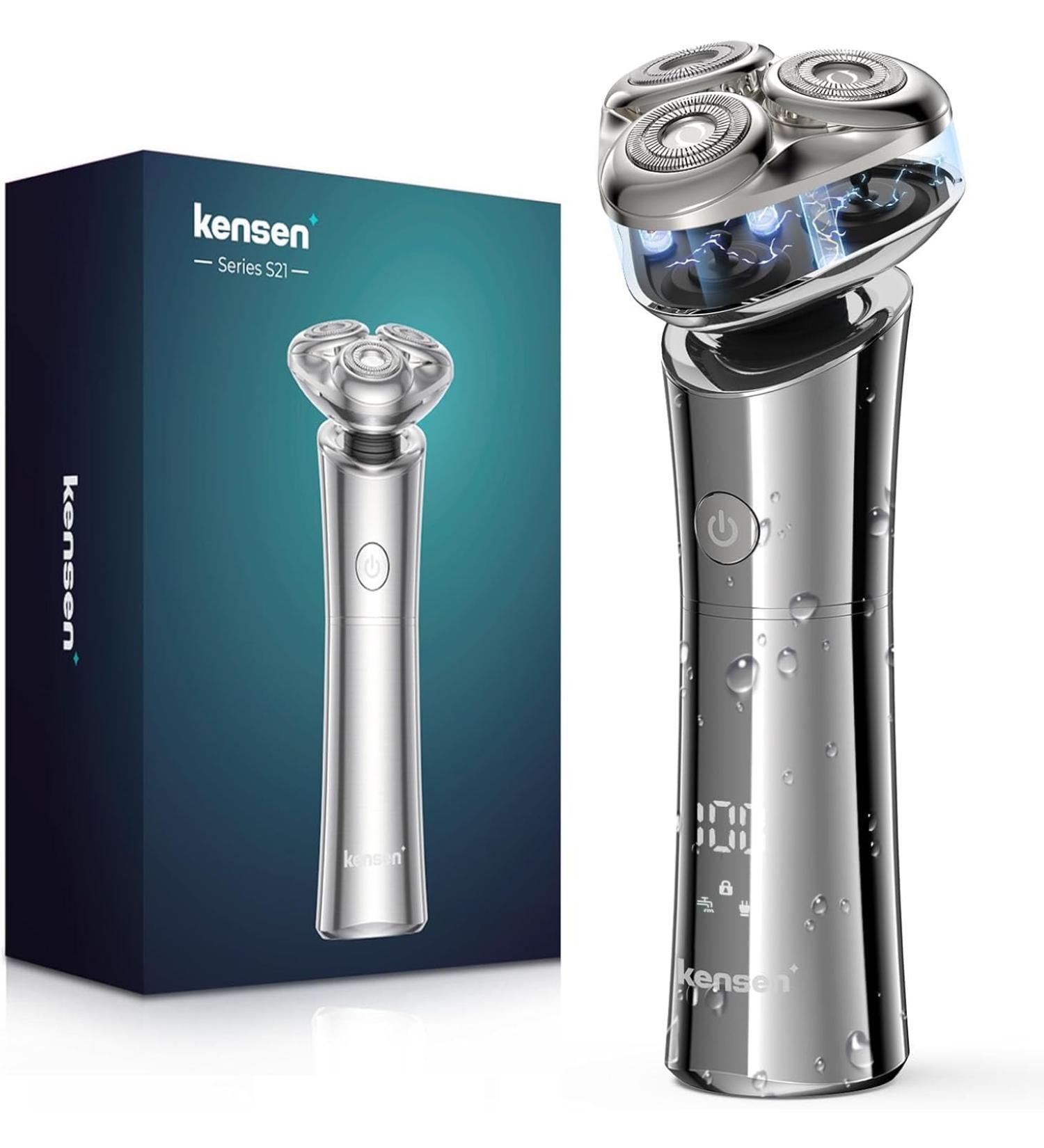 Buy Kensen Rechargeable Electric Razor for Men | Cordless Waterproof 3D Floating Head Ultimate Shaving Experience - Buy Online on GoSupps.com