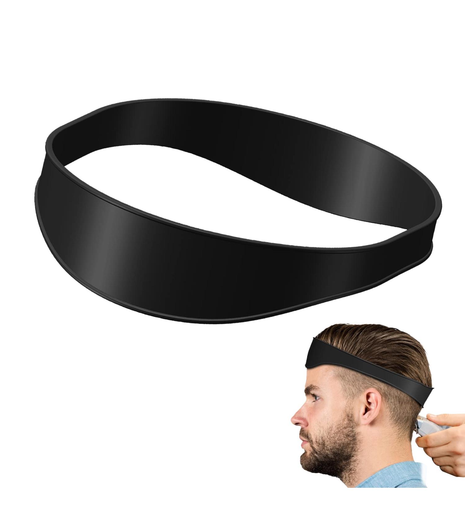Hair Cutting Tool | Curved Silicone Haircut Band & Neckline Shaving Template | DIY Home Haircuts & Buzz Guide (Black - Buy Online on GoSupps.com